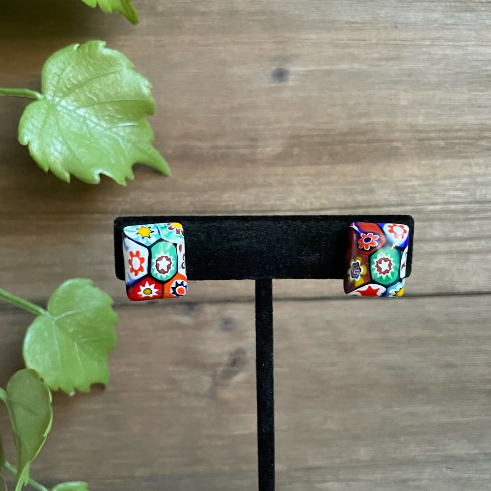 Vintage Millefiori Glass Clip-on Earrings